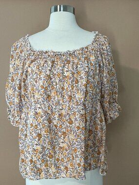 Old Navy Floral Peasant Blouse XL Boho Cottagecore Smocked Top